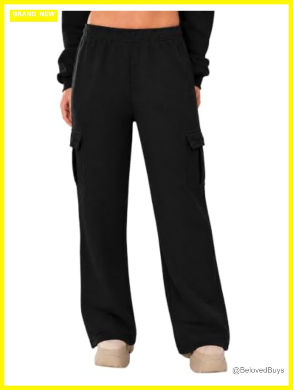 Womens Wide Leg Fleece Sweatpants High Waist 4 Pockets Lounge